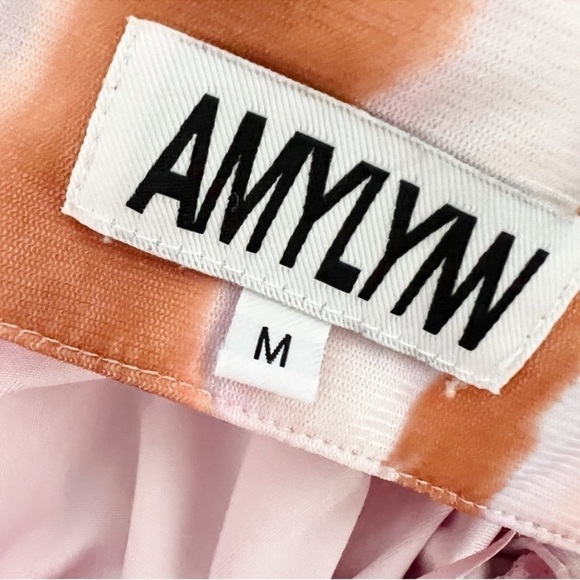 AMYLYNN Pink/Brown Tie Dye Adjustable Side Cinched Skirt Midi Length Size Medium - Picture 9 of 9